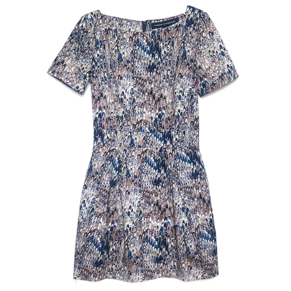 French Connection Richie Desert Lily Abstract Print Boatneck A-Line Sheath Dress - Picture 7 of 15